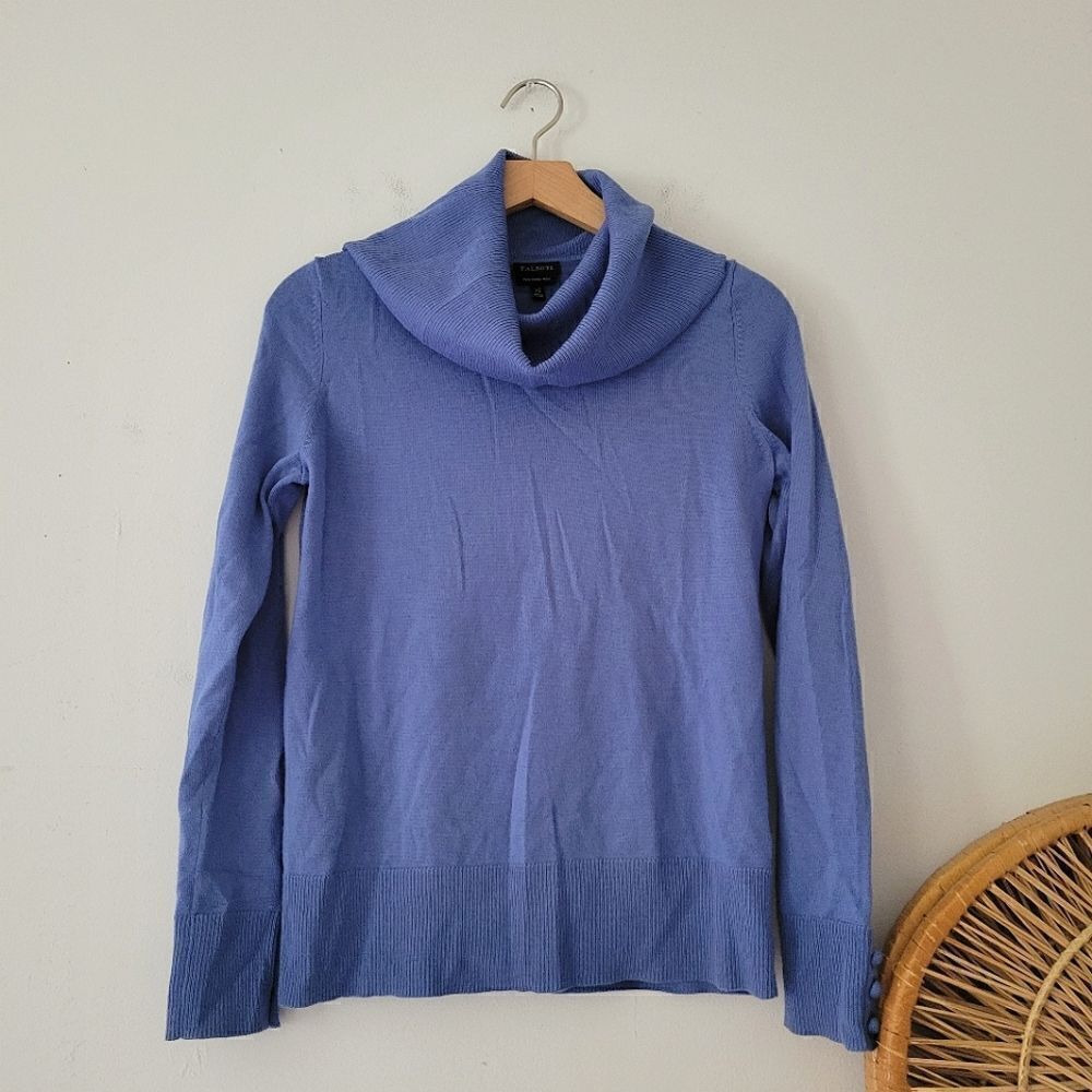 Talbots Pure Merino Wool Cowl Neck Sweater Periwinkle Blue XS Long Sleeve